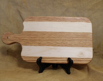 Handled Cheese Board Striped with Hardwoods Maple and Red Oak