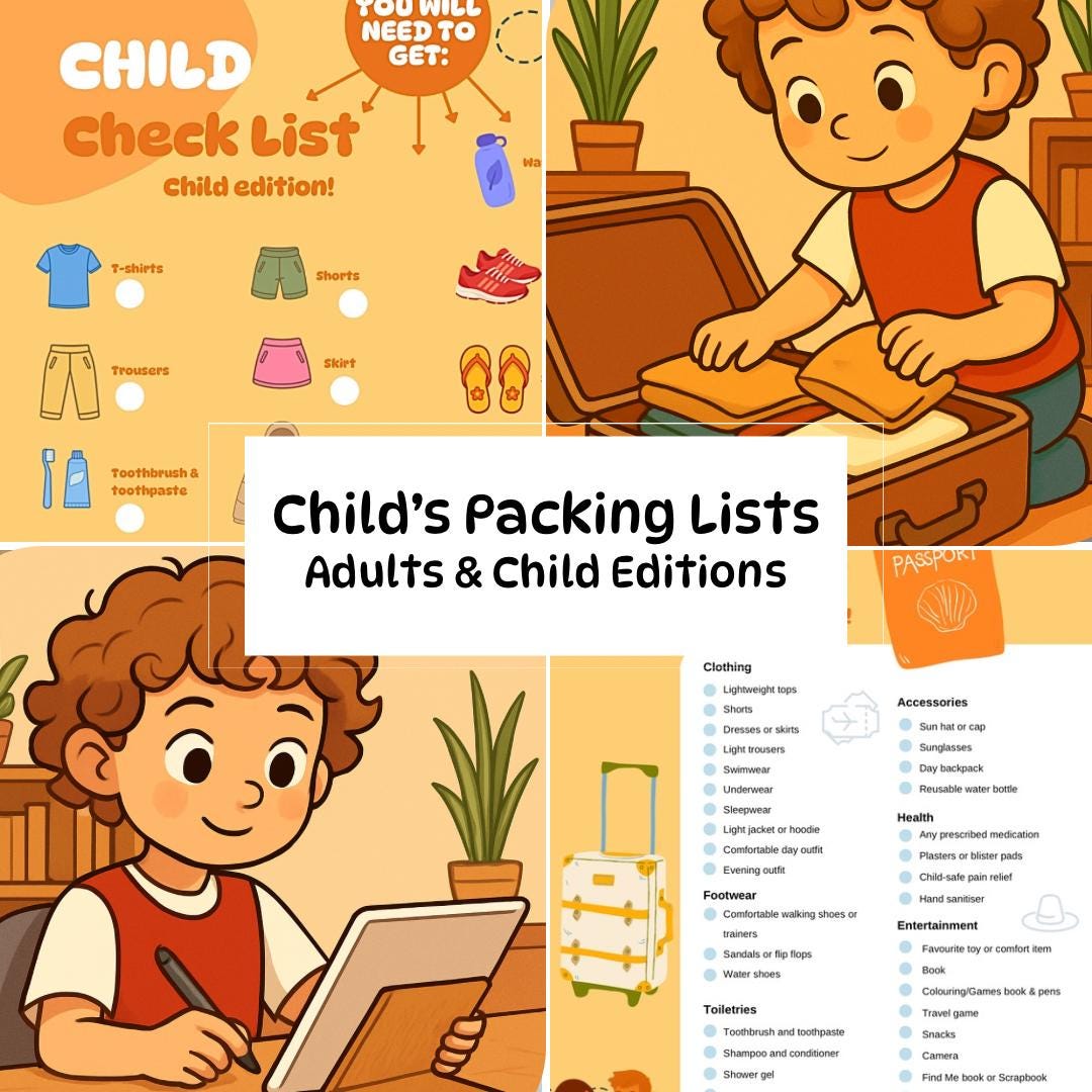 Child Travel Checklist Printable | Kids Packing List + Parent Travel