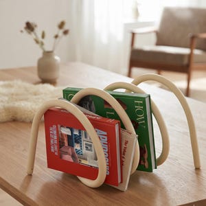 Modern minimalist tabletop book rack