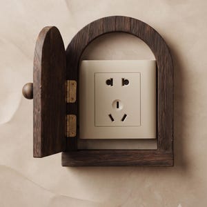 Placa de pared decorativa de madera con diseño de puerta de hadas hecha a mano