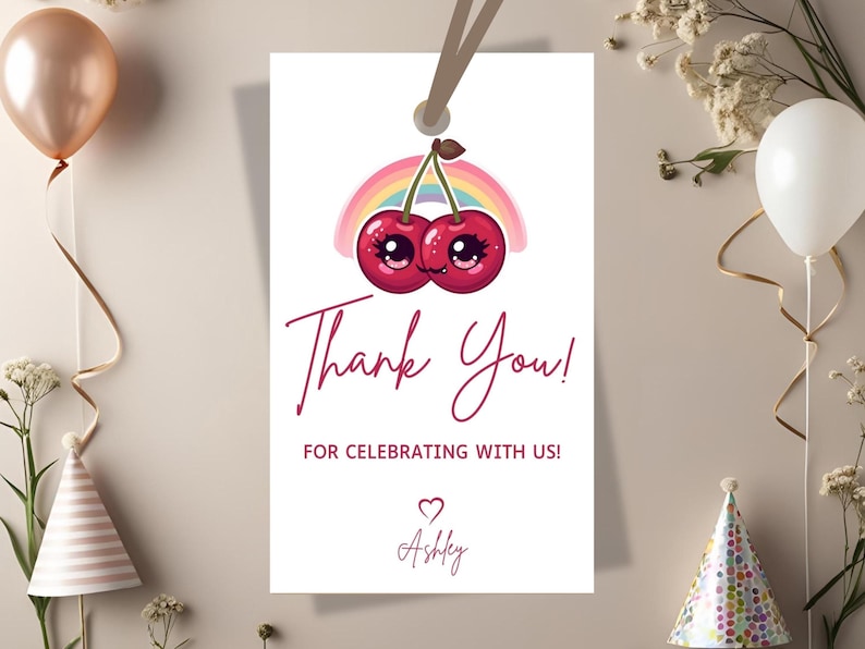 Kawaii Cherry editable thank-you tag