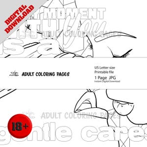 Adult Coloring Page – Couple Kissing, Sensual Notes (Digital Download) Blindfold