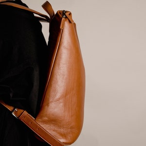 Leather backpack without logo, leather rucksack, laptop backpack // Vogel Brown image 3