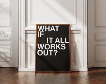 Wat als het allemaal lukt Afdrukken | Redactionele typografie | Esthetisch appartement | Motievenposter | Inspiratie | Minimalistisch | INGELIJSTE