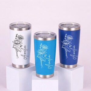 20oz Personalized Stainless Steel Tumbler, Gift for her, Travel Mug, Travel Custom Tumbler,Mother's Day,Custom Name Cup Birthday,Insulated, image 3