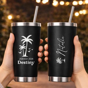 Personalized 20oz Vacation Tumbler, Beach Tumbler, Laser Engraved Tumblers, Bridesmaid gifts, Girls Trip Gift, Personalized Tumbler