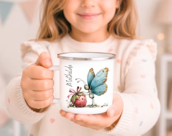 Taza de esmalte personalizada con nombre / Taza infantil con diseños de animales