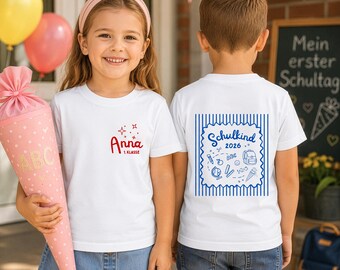 Camiseta personalizada para el primer día de clases 2026 / Camiseta con nombre personalizado / Estampado a doble cara / Camiseta de primer grado / Regalo de regreso a clases