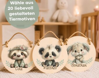 Letrero de madera personalizado para habitación infantil con nombre / 20 diseños de animales para habitaciones de niños