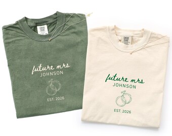 Camiseta personalizada para futura Sra. Comfort Colors® / Camiseta personalizada para futura novia / Camiseta para anillo de compromiso / Regalo para recién comprometidas / Camiseta para futura esposa