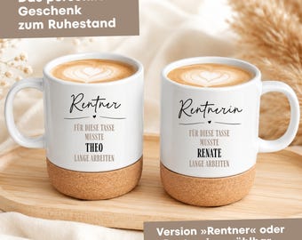 Regalo de jubilación personalizado / Taza con el nombre "Rentner" o "Rentnerin" / Regalo de despedida para un compañero de trabajo