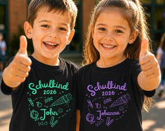 Camiseta negra personalizada para niños / Camiseta escolar 2026 con nombre personalizado