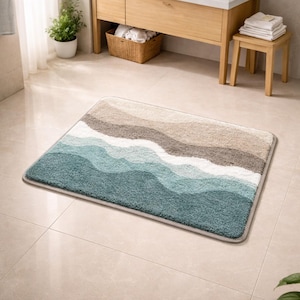 Vom Meer inspirierte Badematte - Weicher Badezimmer Teppich, rutschfeste, saugfähige Bodenmatte, moderne Badematte im Spa-Stil 40 x 60 cm oder 50 x 80 cm
