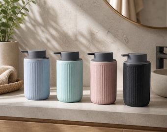 Modern Ceramic Soap Dispenser – Refillable Bathroom Lotion Bottle, Minimalist Hand Soap Pump, Shampoo Dispenser, Bathroom Accessories