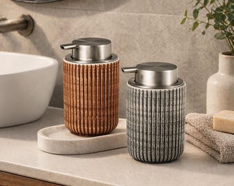 Foaming Soap Dispenser 300ml – Ceramic Bathroom Pump Bottle, Hand Wash Foam Dispenser, Modern Sink Decor, Refillable Soap Bottle