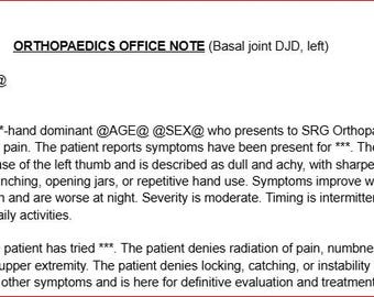 Orthopedic Hand Clinic Notes Template – Carpal Tunnel, Arthritis