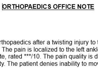 Orthopedic Clinic Notes - Ankle Package