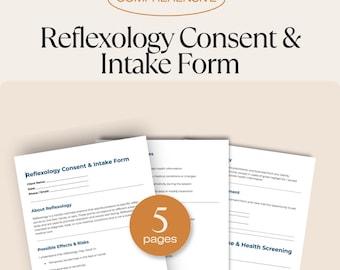 Formulario de consentimiento de reflexología + Admisión de cliente / Exención de responsabilidad de reflexología imprimible / Formulario de terapia holística / Descarga digital en PDF