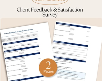 Massage Therapy Forms | Client Feedback & Satisfaction Survey Form for Massage Therapy - Professional Business Template - Static PDF