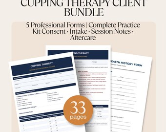 Paquete de formularios para terapia de ventosas / Kit completo de documentación para el cliente / Conjunto de 6 formularios estáticos en PDF para profesionales