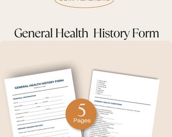 General Health History Form - Quick Intake Template for Healthcare Providers - Patient Medical History - Printable PDF