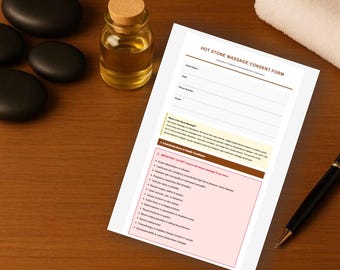 Massage Therapy Forms | Hot Stone Massage Consent Form | Spa Intake (PDF Template)
