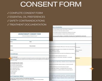Aromatherapy Consent Form | Essential Oils Treatment Agreement for Massage Therapists | Digital Download PDF