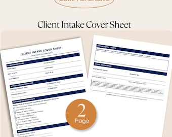 Client Intake Cover Sheet for Wellness Practices - New Client Documentation Form