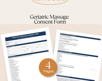 Geriatric Massage Consent Form | Senior Client Intake (PDF Template, 4-Page)