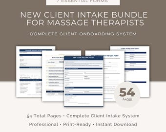 New Client Intake Bundle for Massage Therapists — Complete Onboarding Forms Set | 7 PDF Forms
