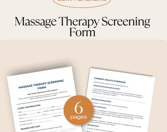 Formulario de evaluación de terapia de masajes / Historial médico del cliente / Evaluación de admisión / Cuestionario médico / Plantilla de formulario de bienestar