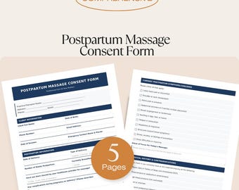 Massage Therapy Forms | Postpartum Massage Consent Form | Intake PDF for New Mothers