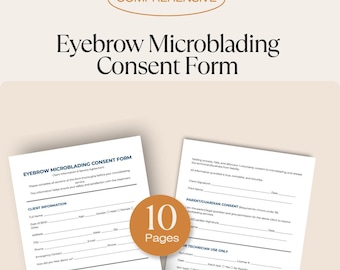 Microblading Consent Form - Eyebrow Tattoo Intake - Permanent Makeup - PMU Artist Business Template - Instant Download