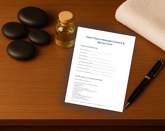 Plantilla de formulario de consentimiento para masaje de tejido profundo / Exención profesional en PDF / Formularios para masajistas / Descarga instantánea