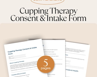 Massage Therapy Forms | Cupping Therapy Consent Form | Client Intake & Health Screening | Massage Therapist Business Template