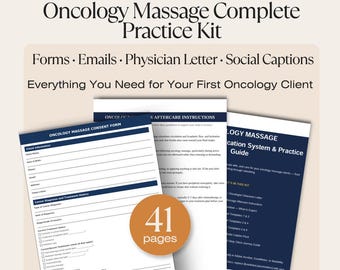Kit completo de práctica para masaje oncológico / Formularios - Plantillas de correo electrónico y folletos para clientes / Paquete para terapeutas de masaje oncológico / PDF y Word