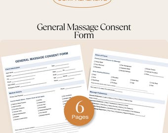 Massage Consent Form | Client Health History Intake (PDF Template)