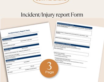 Massage Therapy Forms | Incident/Injury Report Form for Massage Therapy  - Professional Documentation Template - Static PDF Business Form