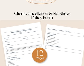 Client Cancellation Policy Form | No-Show Policy Template | Massage Spa Salon Business PDF