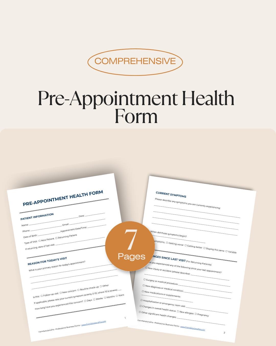 Pre Appointment Checklist.pdf Pre-appointment Health Form Template | Patient Intake Form | Medical ...