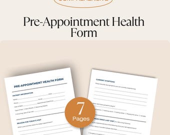 Massage Therapy Forms | Pre-Appointment Health Form Template | Patient Intake Form | Medical Office Form | Healthcare Visit Form