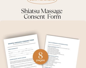 Massage Therapy Forms | Shiatsu Massage Consent Form - Massage Therapy Intake - Client Health Screening - Instant Download