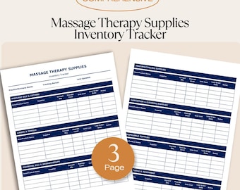Massage Therapy Supplies Inventory Tracker - Practice Management Form for Supplies & Equipment