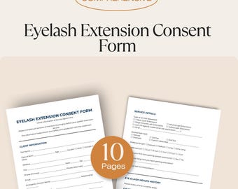 Eyelash Extension Consent Form | Lash Client Intake | Health Screening | Salon Business Template | Instant Download