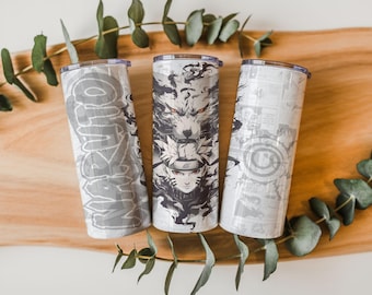 Anime Spirit Wolf Tumbler Wrap PNG, 20 uncji, prosta i zwężana, wzór sublimacji Dark Aura, pobieranie cyfrowe