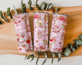 Diseño vintage de fresas para vaso de 20 oz (PNG) / Diseño para sublimación / Descarga digital
