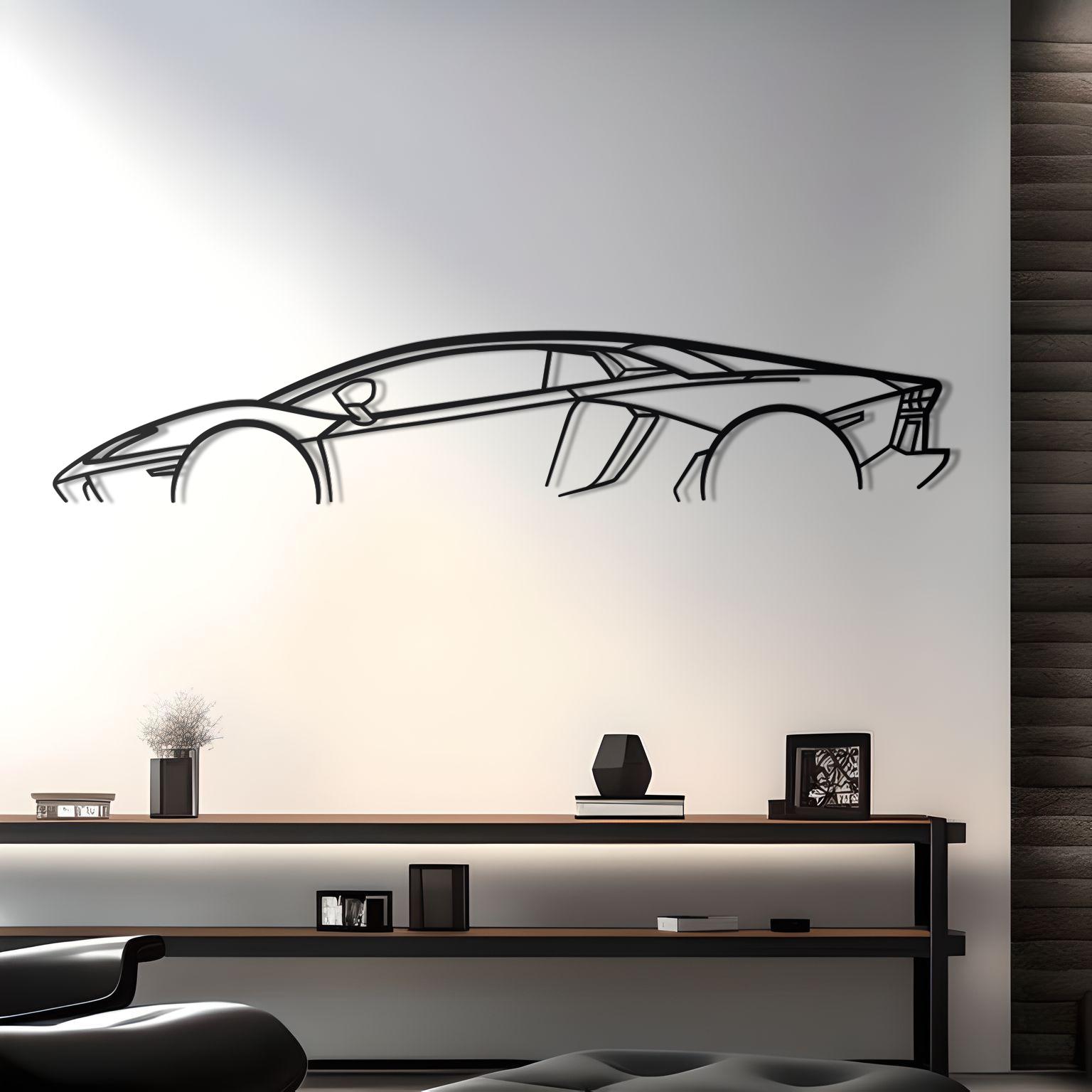 Panneau Mural Métal Lamborghini – Décoration Garage, Man Cave – Fait Main Turquie