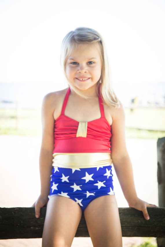 girls wonder woman bathing suit