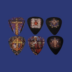 Religious Designs Single Sided Picture Guitar Picks Set of 6
