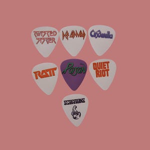 80&#39;s Rock band single sided picture guitar picks Set of 7